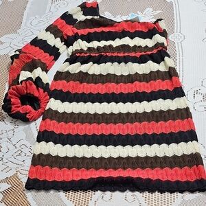 Judith March One Shoulder Dress - Black, Red, Cream, Brown